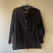 Vintage Valerie stevens black sheer embroidered blouse small