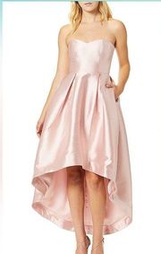 Parker Black Roxanne blush pink high-low strapless gown size 0