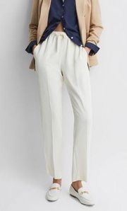 Reiss Hailey tapered pull on trousers in cream