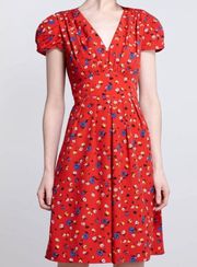 Red Floral Vintage Style Dress