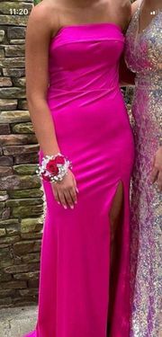 pink satin prom dress