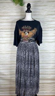 Cathy Daniels Gray Leopard Animal Print Pleated Maxi Skirt