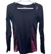 ASICS running long sleeve athletic top with shimmering geo print size S