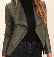 Peppin Olive Green Vegan Leather Jacket