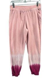 Wildfox Ombre Tie Dye Relaxed Fit Pull On Jogger Sweatpants Pink Womens Size S