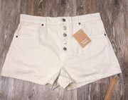 Reformation Charlie Exposed Button Fly Jean Shorts in Almond 31 NWT