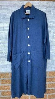 FLAX by Jeanne Engelhart Linen Maxi Duster Coat Dress Lagenlook size small