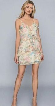 REISS Ida Floral Print Chiffon Mini Dress💗🤍💗