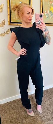 NWT  Black Ruffled Top Jumpsuit Size 2