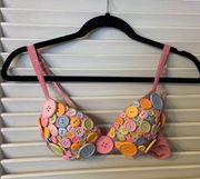 Raver handmade 34BC candy button pink push up bra