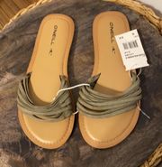 Laguna Strappy Leather Sandals Olive Size 6 New