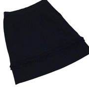 Diane Von Furstenberg Womens Pencil Straight Skirt Pleated Ruffle Black Size 2