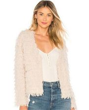 Astr the Label Cream Loop Knit Shaggy Wool & acrylic Knit Sweater Jacket