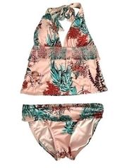 Tommy Hilfiger Honolulu Pink Garden Halter Tankini Top & Bikini Bottom Small