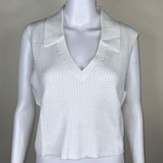 WeWoreWhat Solid V-Neck Polo Tank in Optic White