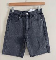 NWT GENERATION LOVE freya crystal in washed black denim shorts Jorts