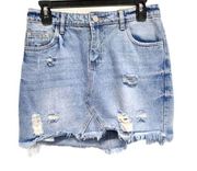 Refuge Distressed Denim Mini Skirt Size Medium