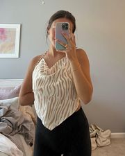 zebra cowl neck top