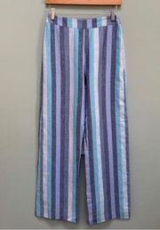 Karina Grimaldi Revolve Blue Linen Wide Leg Striped Pants size XS