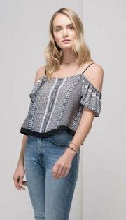 Greylin Keeley Cold Shoulder Button Front Crop Top