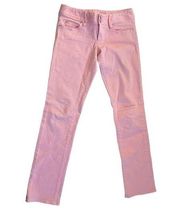 Lilly Pulitzer Light Neon Pink Worth Straight Jeans Zip Denim Hi Rise Womens 6