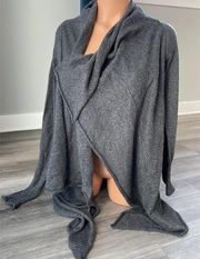 Monoreno Gray Sweater Cardigan Duster S Wrap Small Acrylic Rabbit Fur Soft A14