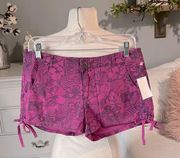 Be Bop shorts vivid violet linen cotton womens 3 new Chino Tropical floral