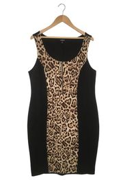 Torrid Dress Womens 2 Leopard Color Block Round Neck Sleeveless Mob Wife Black