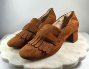 Mango Suede Heeled Loafers Sz 8.5