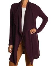 H by Bordeaux Mix Rib Cozy Waterfall Cardigan Small Rosewood Maroon NEW