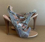 DEREK LAM Snake Print Leather Heels Sz 6.5