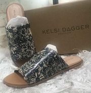 New Kelsi Dagger Sunflower Leather Slide Sandals