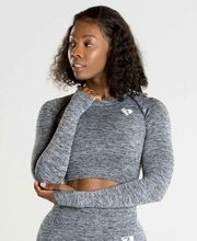 Women’s Best Grey Marl Move Seamless Long Sleeve Crop Top Size XS