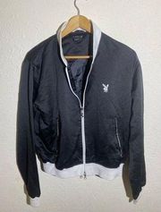 Vintage Playboy 100% Polyester Black & White‎ Bomber Jacket ( L )