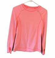 Lucy Tech Long Sleeve Athletic Top Hot Pink White Stripes