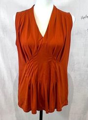 Melissa Paige burnt orange rust pleated top size medium