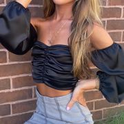 Black Off The Shoulder Crop Top