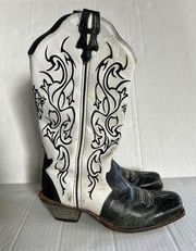 Twisted X Steppin Out Women’s 6.5 White Black Tall Leather Cowgirl Western Boots