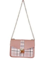 SHEIN Pink Crossbody Bag with Tartan Plaid Detailing and Gold Chain