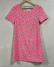 NEW Lucy Paris pink bow nude short sleeve mini shift dress