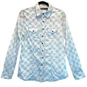 Cruel Print Western Long Sleeve Double Pocket Snap Front Shirt size Large