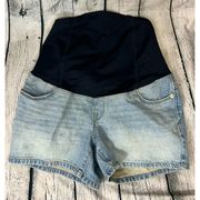 Isabel Maternity Shorts Stretch Blue Denim Crossover Panel  Womens Size 00 NWOT