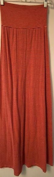 Rue 21 Pink/Navy Thin Striped Fold Over Maxi Skirt Women's Sz Small