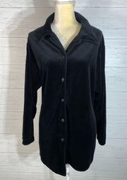 The Color Authority Black Velvet Button Shirt Size L