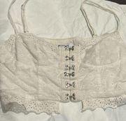 Princess Polly  embroidered white floral corset tank crop top with clasps us 2