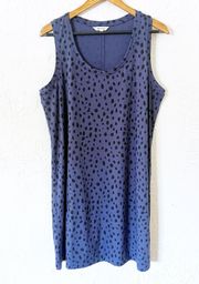 | Blue Leopard Print Dotted Sleeveless T-shirt Dress