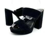 BP Womens 5.5 Kelly Chunky Strappy Platform Sandal Suede Leather Black Party