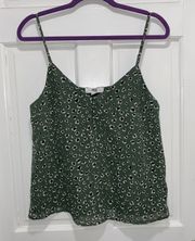 Green Cheetah Animal Print Spaghetti Strap Top Medium