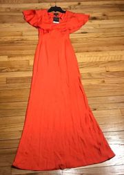 NWT  Orange 🍊 Cap Slip Maxi Prom Formal Evening