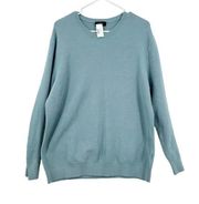 Theory Women Blue Teal Crewneck Knit Cotton Blend Long Sleeve Sweater Size XXL